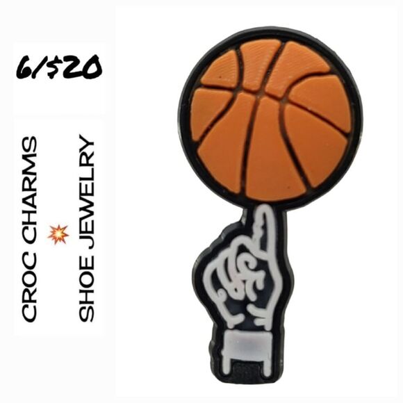 6/$20 Basketball 🏀 Hoops Croc Charm Shoe Jewelry Sports Ball Jibbitz Bogg Bag - Picture 1 of 2